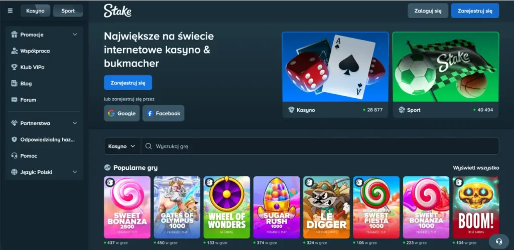 Strona główna polskiej wersji kasyna online Stake