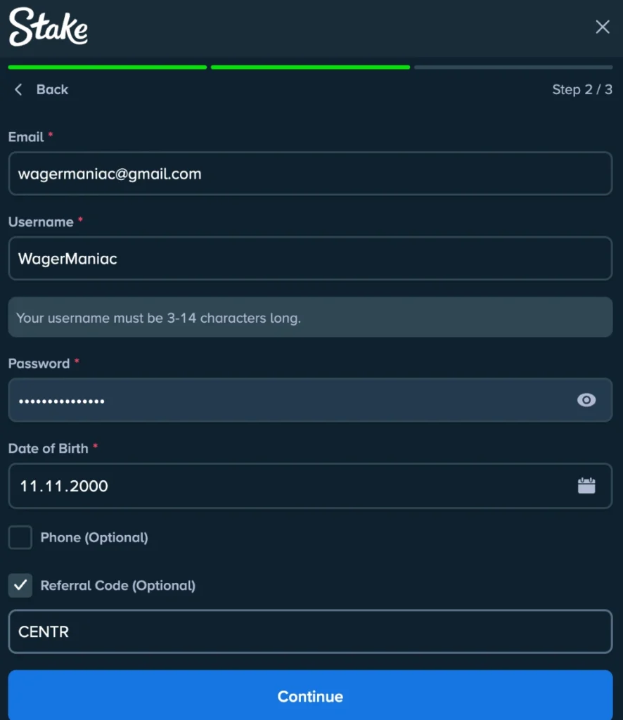 Stake Casino Registration
