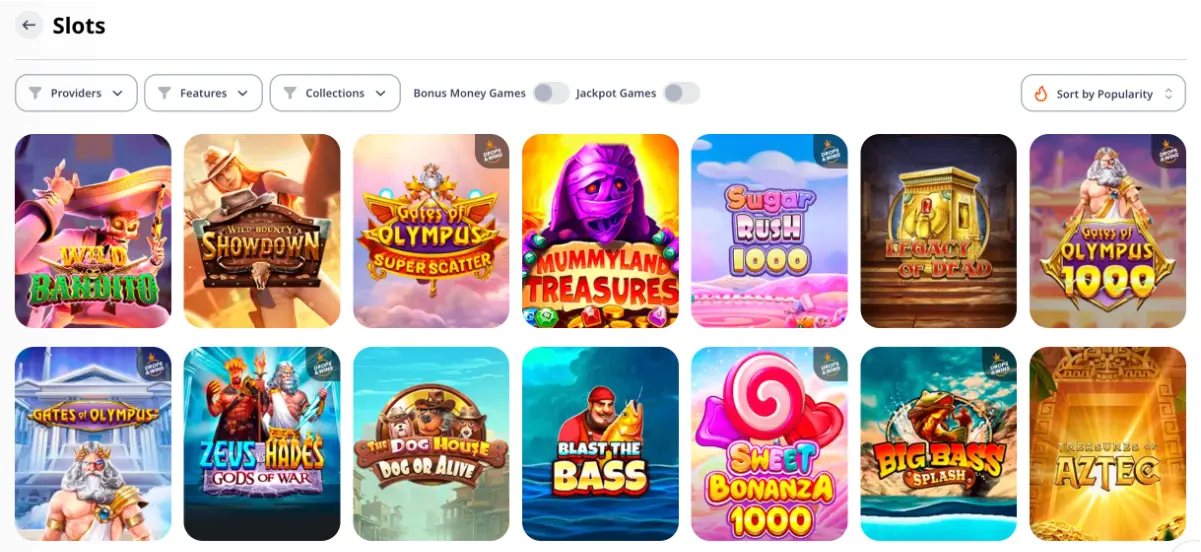 Online slots at Monro Casino