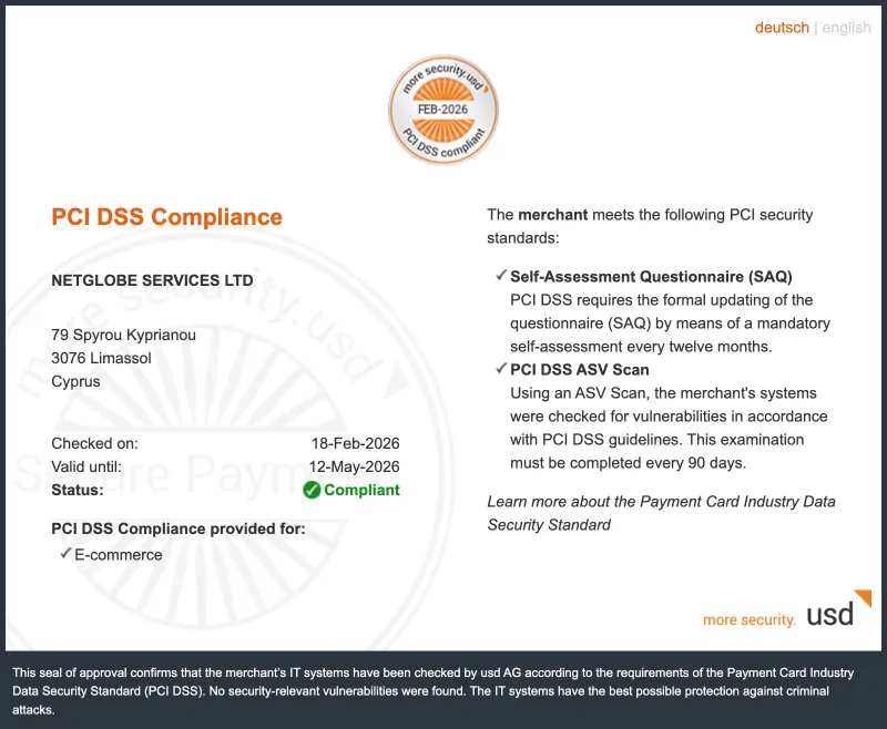 Play Fortuna Casino - PCI DSS Compliance (Netglobe Services)