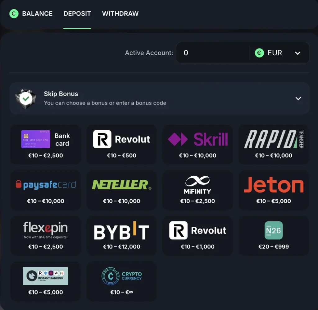 Beef Casino Payment Methods