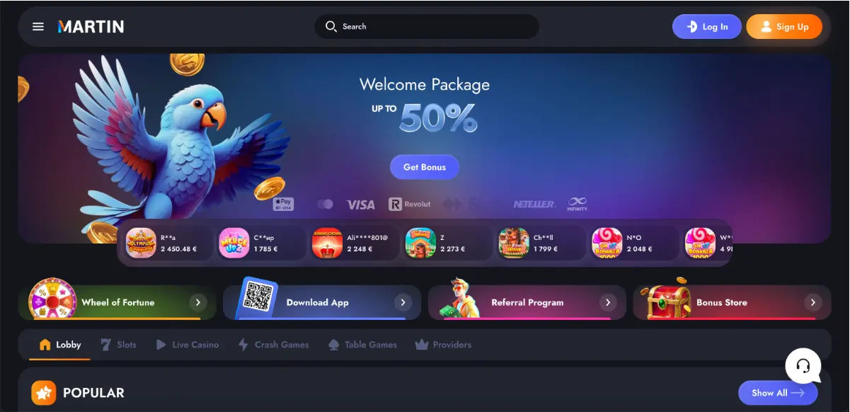 Martin Online Casino Review & Rating