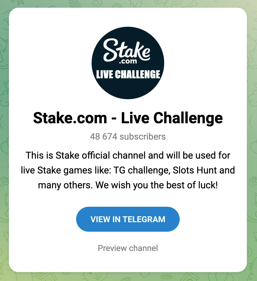 Stake.com Live Challenges channel