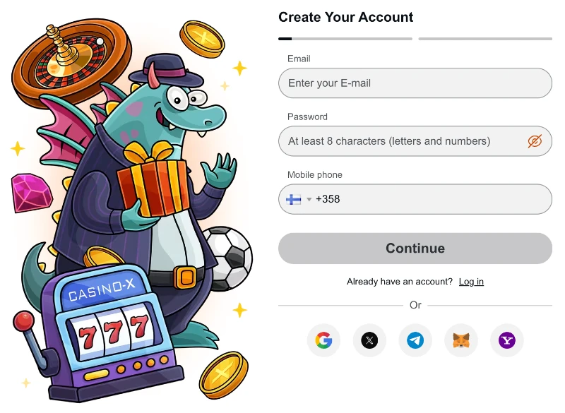Create Your Account at CasinoX