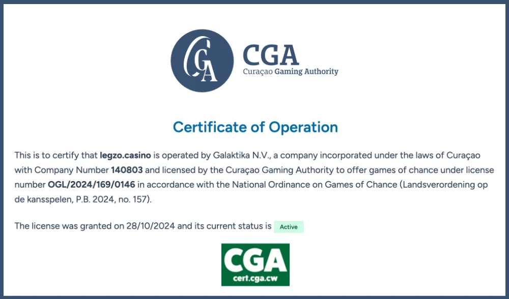 Legzo Curaçao license