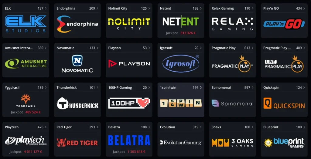 Starda Casino Providers