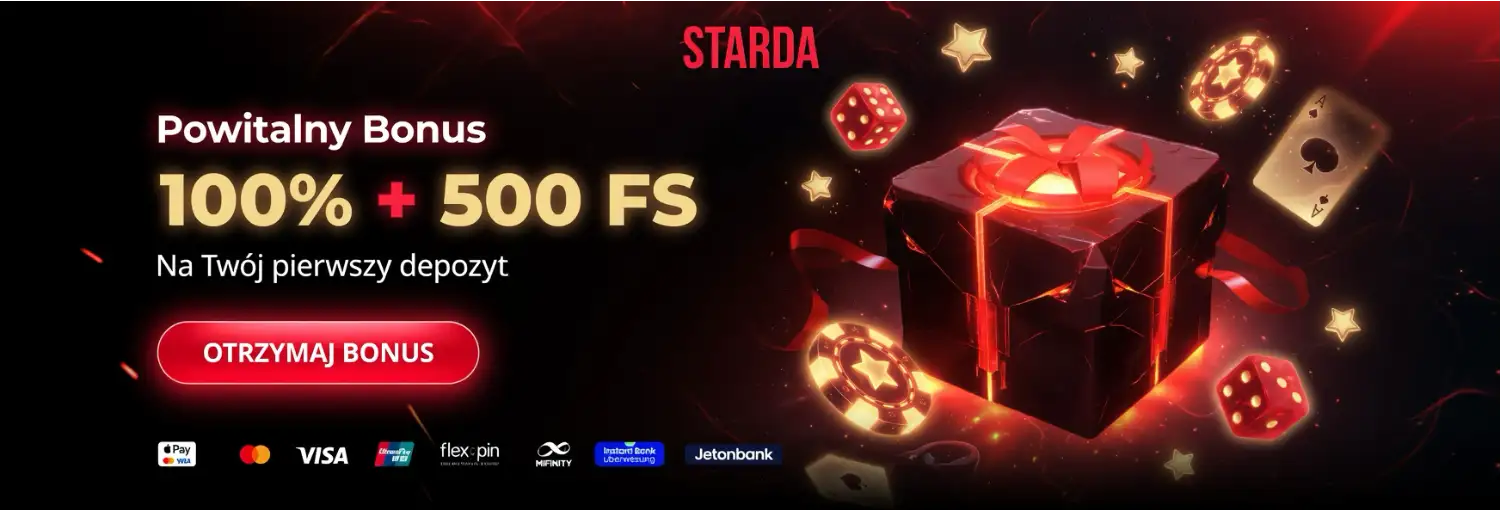 Starda Casino 100% do 1 500 PLN + 500 darmowych spinów